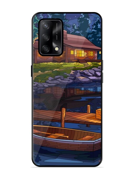 Village Night Scene Glossy Metal Phone Cover for Oppo F19