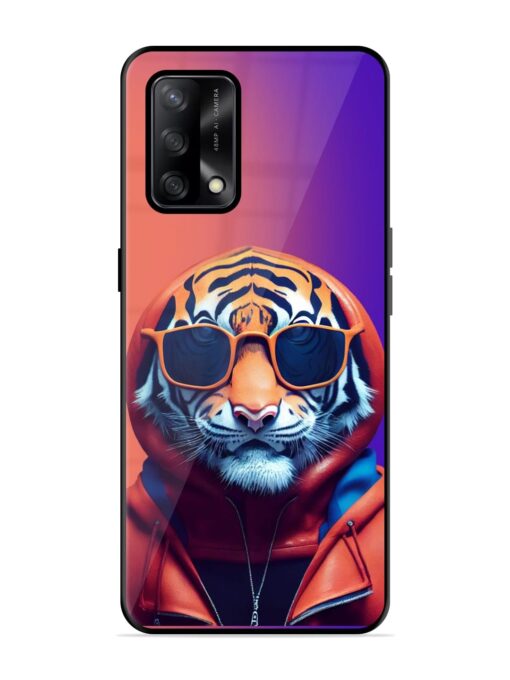 Tiger Animation Glossy Metal Phone Cover for Oppo F19 Zapvi