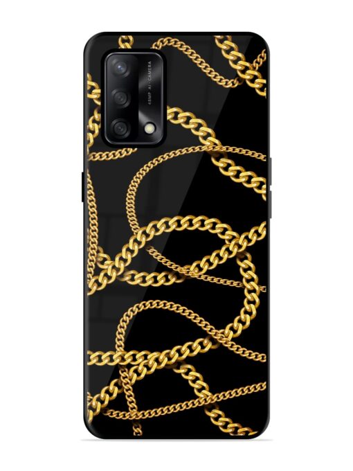 Decorative Golde Chain Glossy Metal Phone Cover for Oppo F19 Zapvi