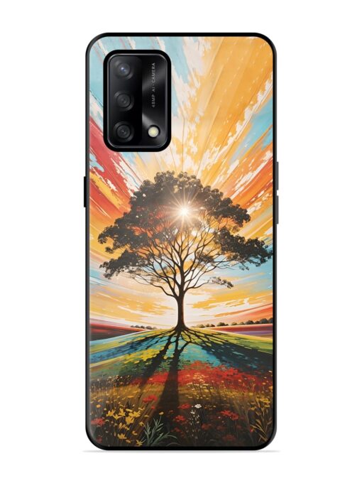 Abstract Tree Colorful Art Glossy Metal Phone Cover for Oppo F19 Zapvi