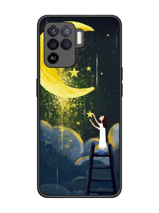 Moonlight Healing Night Illustration Glossy Metal TPU Phone Cover for Oppo F19 Pro Zapvi