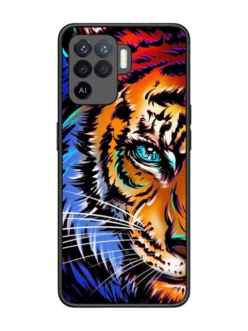 Colorful Lion Art Glossy Metal Phone Cover for Oppo F19 Pro