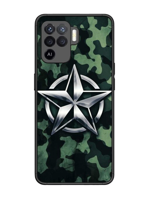 Indian Army Star Design Glossy Metal Phone Cover for Oppo F19 Pro Zapvi