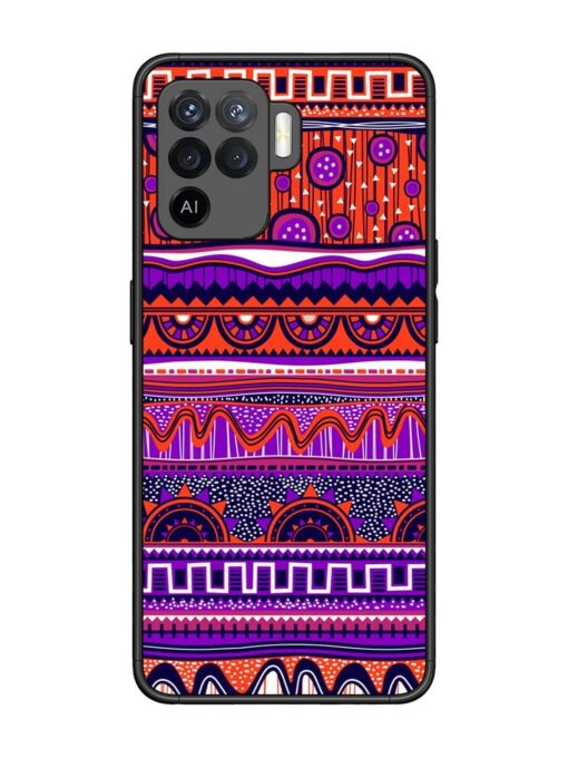 Ethnic Seamless Pattern Glossy Metal TPU Phone Cover for Oppo F19 Pro Zapvi