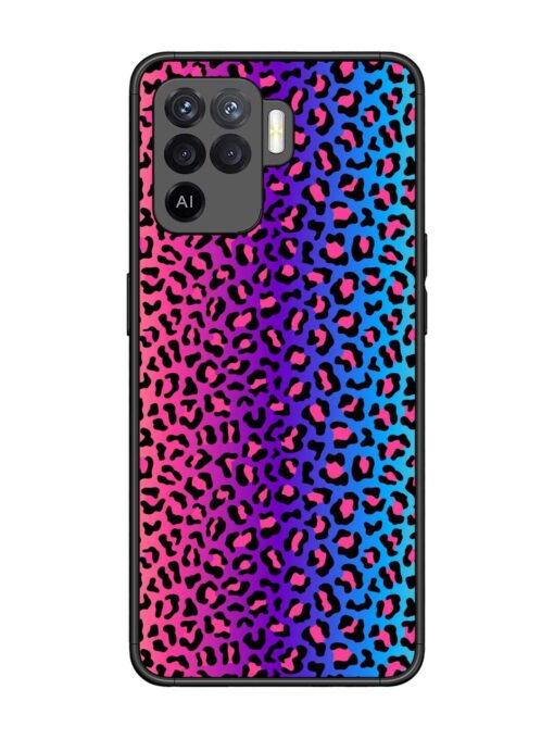 Colorful Leopard Seamless Glossy Metal Phone Cover for Oppo F19 Pro Zapvi