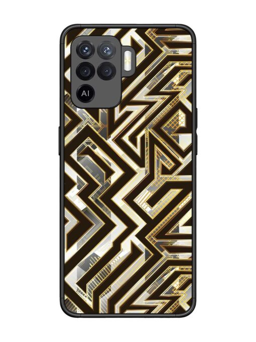 Technology Geometric Seamless Glossy Metal Phone Cover for Oppo F19 Pro Zapvi