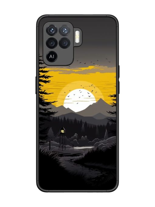 Sunset Vector Glossy Metal Phone Cover for Oppo F19 Pro