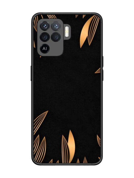 Golden Leaf Pattern Glossy Metal Phone Cover for Oppo F19 Pro Zapvi