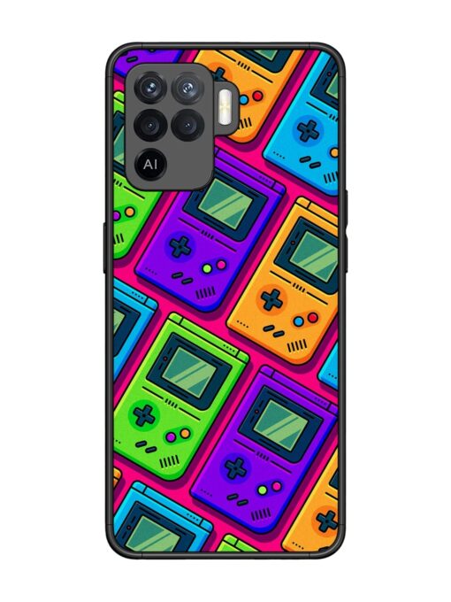 Game Seamless Pattern Glossy Metal Phone Cover for Oppo F19 Pro