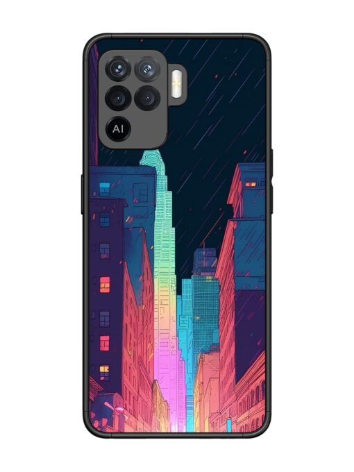 Minimal City Art Glossy Metal Phone Cover for Oppo F19 Pro Zapvi