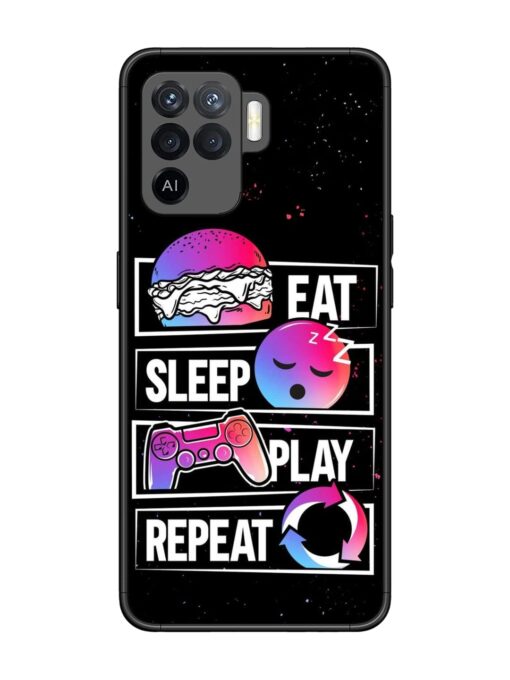 Eat Sleep Play Repeat Glossy Metal Phone Cover for Oppo F19 Pro Zapvi