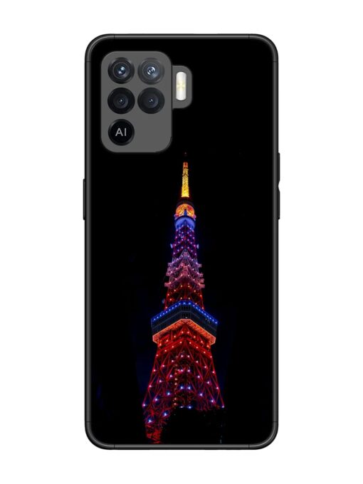 Eiffel Tower Night View Glossy Metal Phone Cover for Oppo F19 Pro