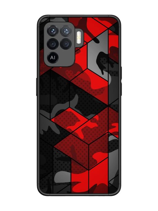 Royal Red Camouflage Pattern Glossy Metal Phone Cover for Oppo F19 Pro Zapvi