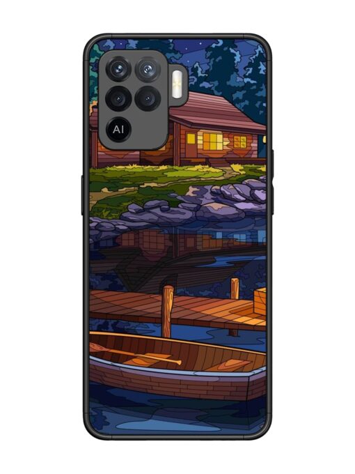 Village Night Scene Glossy Metal Phone Cover for Oppo F19 Pro Zapvi