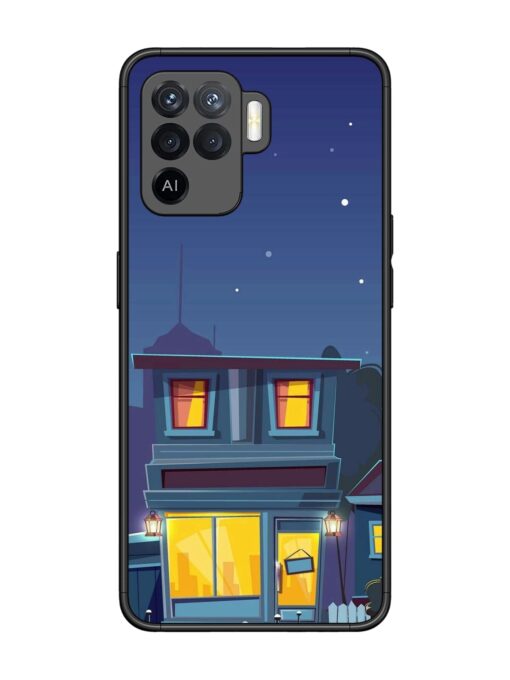 Vector Night House Glossy Metal Phone Cover for Oppo F19 Pro