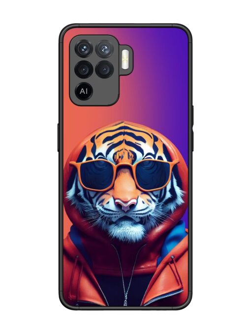 Tiger Animation Glossy Metal Phone Cover for Oppo F19 Pro Zapvi