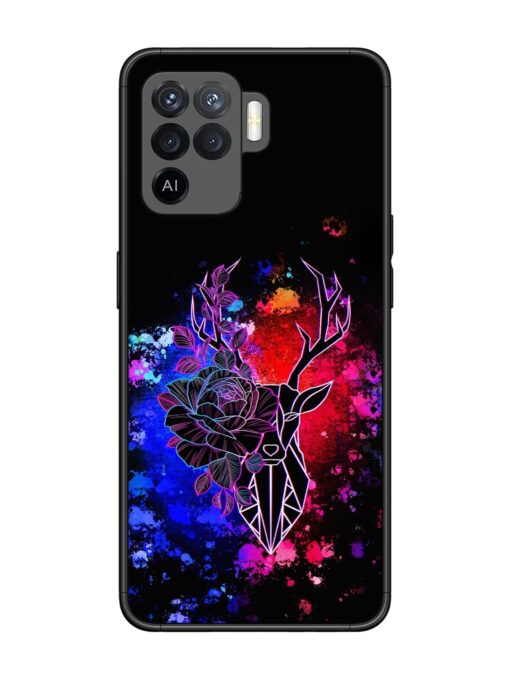 Floral Deer Art Glossy Metal Phone Cover for Oppo F19 Pro Zapvi