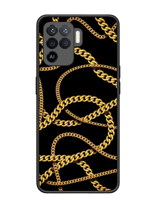 Decorative Golde Chain Glossy Metal Phone Cover for Oppo F19 Pro Zapvi