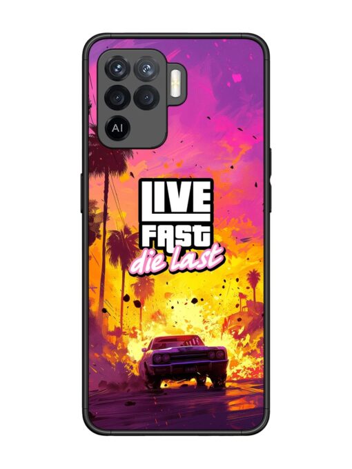 Live Fast Glossy Metal Phone Cover for Oppo F19 Pro Zapvi