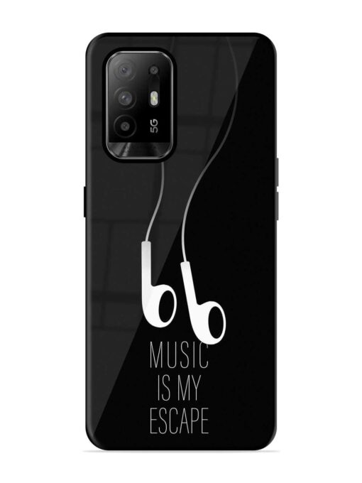 Music Is My Escape Glossy Metal Phone Cover for Oppo F19 Pro Plus Zapvi