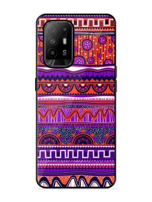 Ethnic Seamless Pattern Glossy Metal TPU Phone Cover for Oppo F19 Pro Plus Zapvi