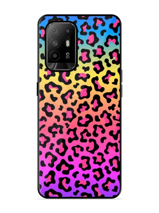 Neon Rainbow Colored Glossy Metal Phone Cover for Oppo F19 Pro Plus Zapvi