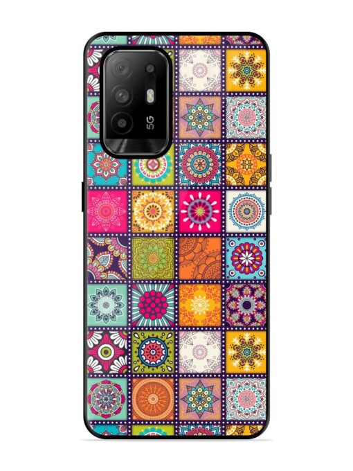 Seamless Pattern Vintage Glossy Metal Phone Cover for Oppo F19 Pro Plus Zapvi