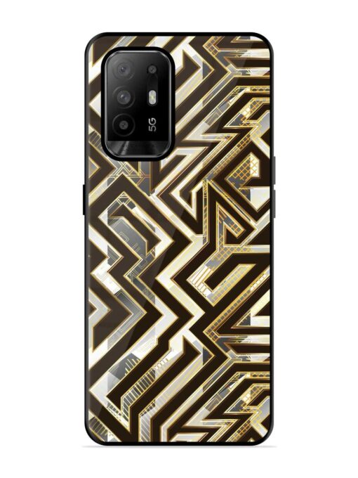 Technology Geometric Seamless Glossy Metal Phone Cover for Oppo F19 Pro Plus Zapvi