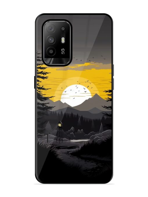 Sunset Vector Glossy Metal Phone Cover for Oppo F19 Pro Plus