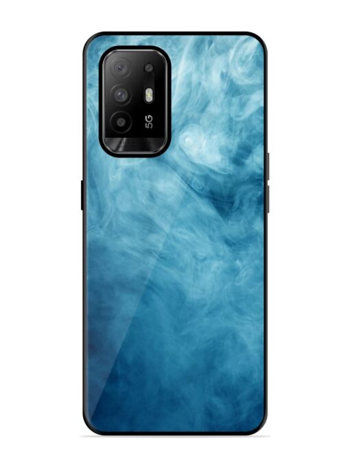 Blue Smoke Art Glossy Metal Phone Cover for Oppo F19 Pro Plus