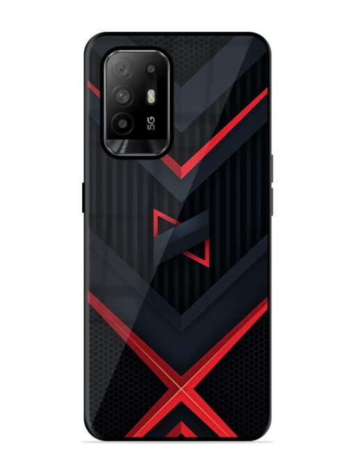 Red Gray Abstract Glossy Metal Phone Cover for Oppo F19 Pro Plus