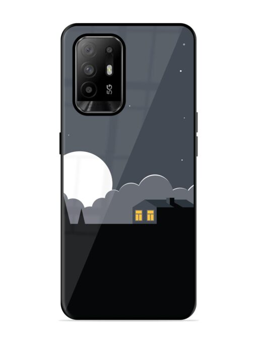 Full Moon Vector Art Glossy Metal Phone Cover for Oppo F19 Pro Plus