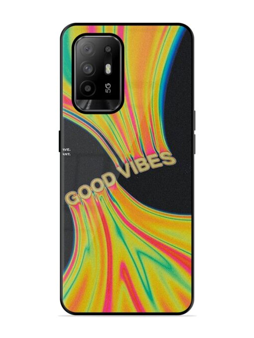 Good Vibes Glossy Metal Phone Cover for Oppo F19 Pro Plus Zapvi