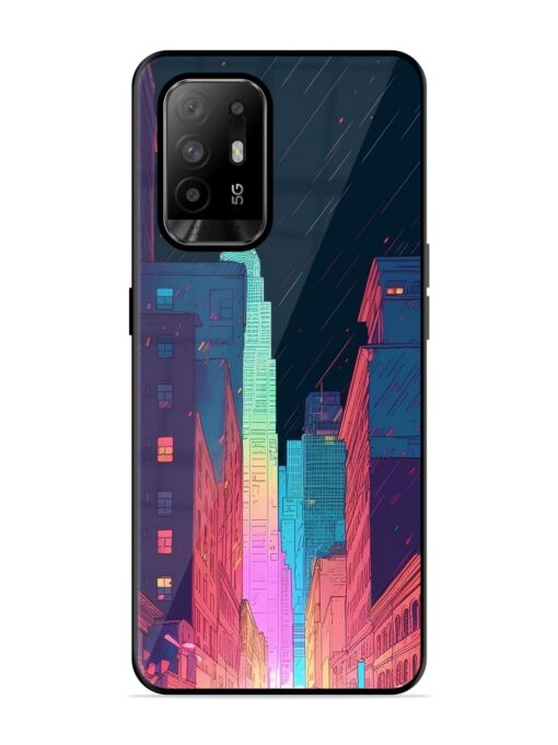 Minimal City Art Glossy Metal Phone Cover for Oppo F19 Pro Plus