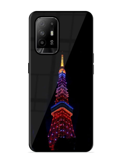 Eiffel Tower Night View Glossy Metal Phone Cover for Oppo F19 Pro Plus Zapvi