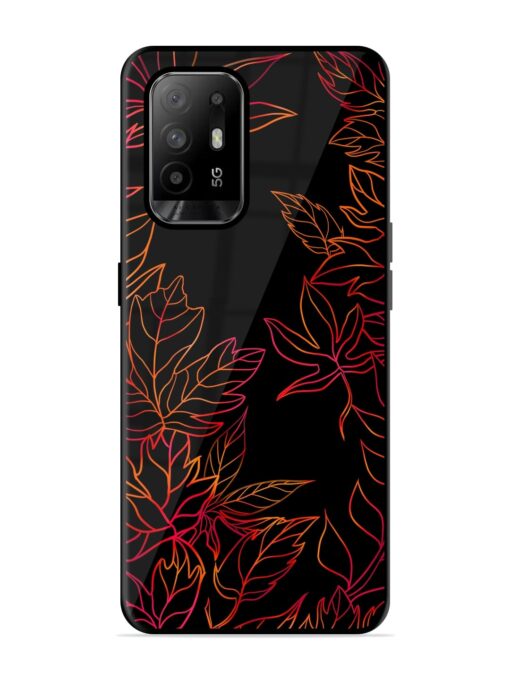 Red Floral Pattern Glossy Metal Phone Cover for Oppo F19 Pro Plus