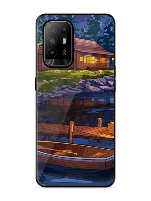 Village Night Scene Glossy Metal Phone Cover for Oppo F19 Pro Plus Zapvi