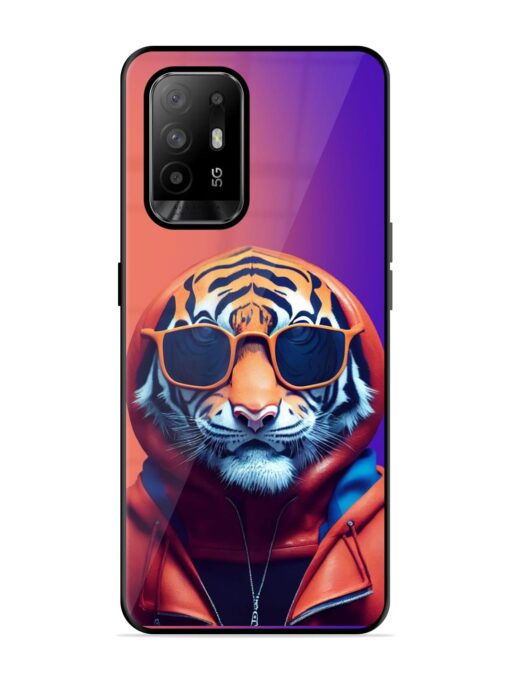 Tiger Animation Glossy Metal Phone Cover for Oppo F19 Pro Plus Zapvi