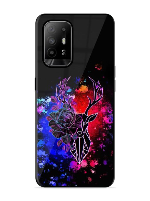 Floral Deer Art Glossy Metal Phone Cover for Oppo F19 Pro Plus Zapvi