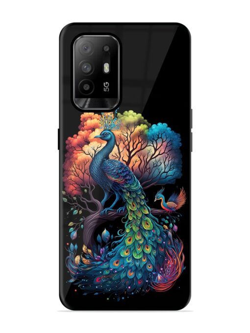 Peacock Tree Art Glossy Metal Phone Cover for Oppo F19 Pro Plus Zapvi