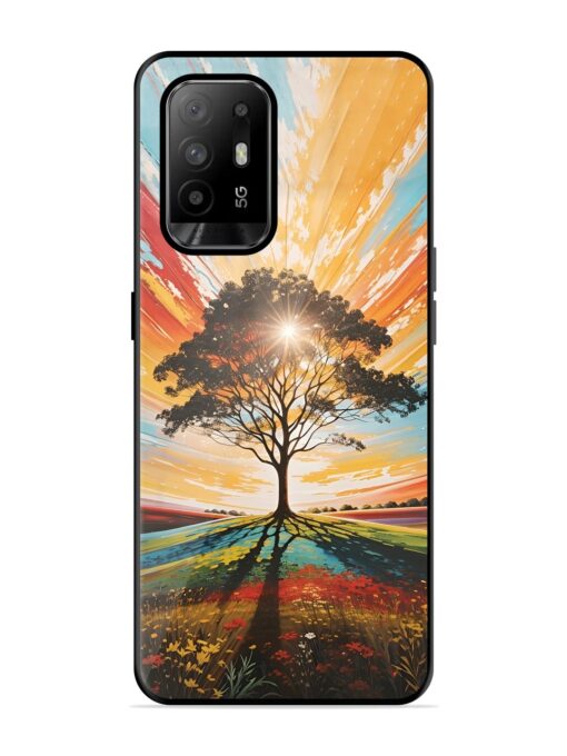 Abstract Tree Colorful Art Glossy Metal Phone Cover for Oppo F19 Pro Plus Zapvi