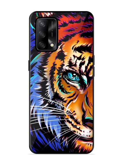 Colorful Lion Art Glossy Metal Phone Cover for Oppo F19S