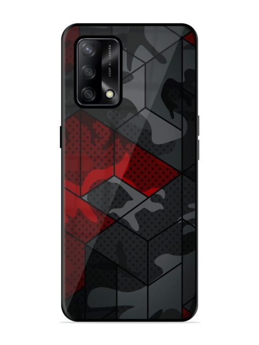 Red And Grey Pattern Glossy Metal Phone Cover for Oppo F19S Zapvi