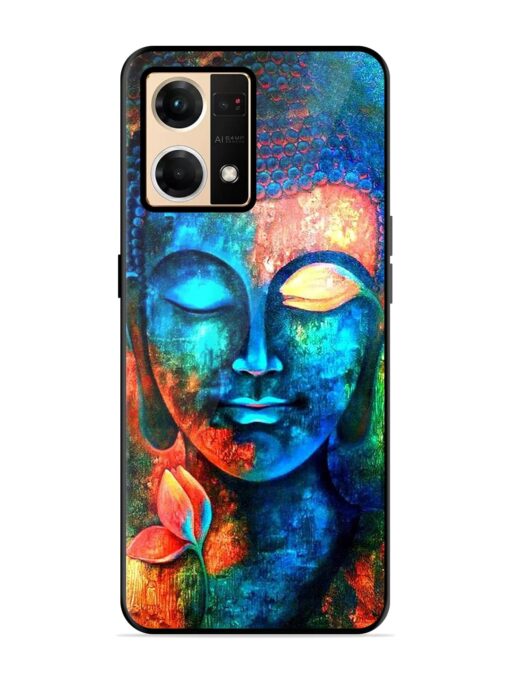 Buddha Painting Glossy Metal Phone Cover for Oppo F21 Pro (4G)