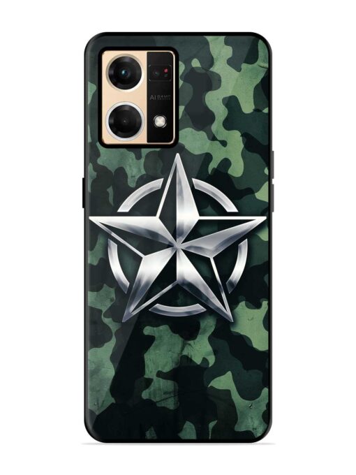 Indian Army Star Design Glossy Metal Phone Cover for Oppo F21 Pro (4G)