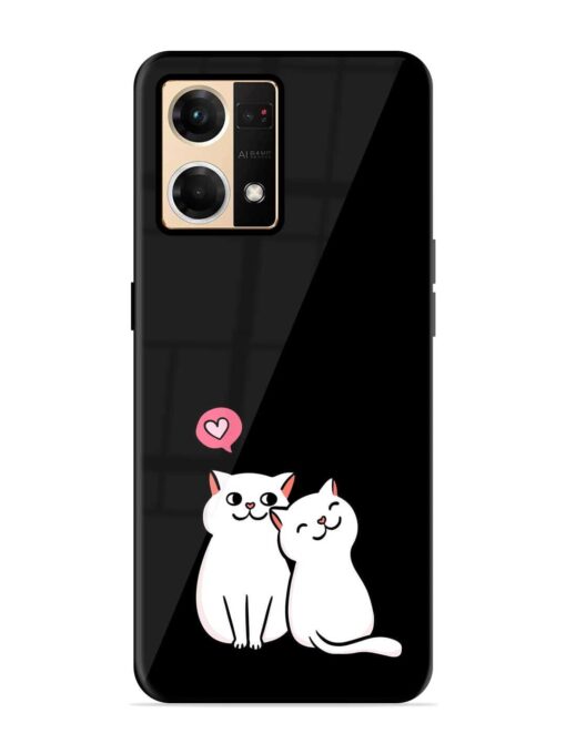 Cat Love Glossy Metal Phone Cover for Oppo F21 Pro (4G)