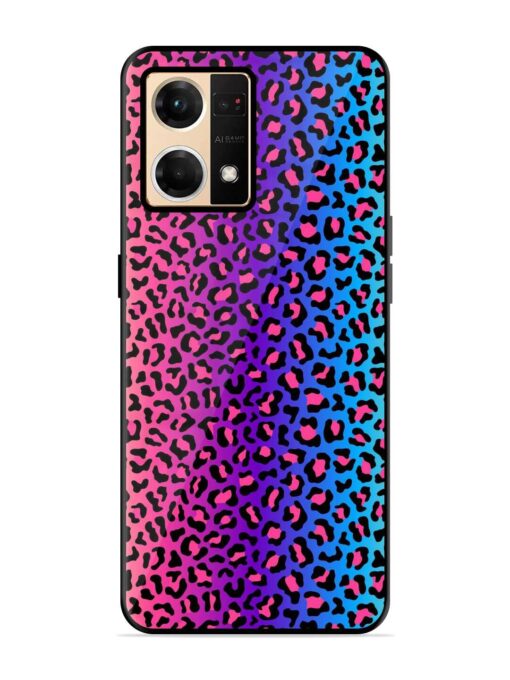 Colorful Leopard Seamless Glossy Metal Phone Cover for Oppo F21 Pro (4G)