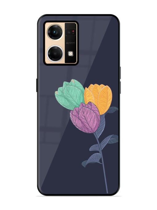 Flower Vector Glossy Metal Phone Cover for Oppo F21 Pro (4G)