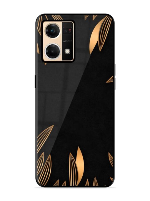 Golden Leaf Pattern Glossy Metal Phone Cover for Oppo F21 Pro (4G)