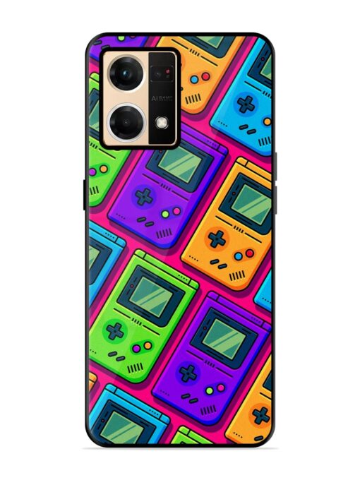 Game Seamless Pattern Glossy Metal Phone Cover for Oppo F21 Pro (4G)